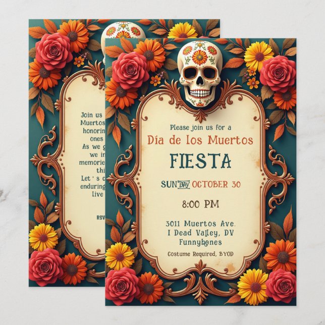 💀🎉 Teal Me the Afterlife Party Invitation (Front/Back)
