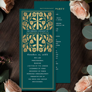 Teal Mediaeval Gold Sword Royal Wedding Program