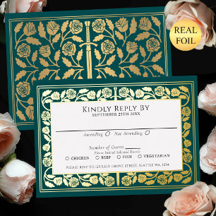 Teal Mediaeval Gold Sword Royal Wedding RSVP
