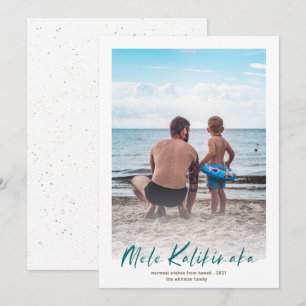 Teal Mele Kalikimaka Minimal Photo Christmas Holiday Card