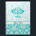 Teal Menorah Notebook<br><div class="desc">You will love this cute teal damask Jewish Hanukkah Menorah design. Great for gifts! Available on tee shirts, smart phone cases, mousepads, keychains, posters, cards, electronic covers, computer laptop / notebook sleeves, caps, mugs, and more! Visit our site for a custom gift case for Samsung Galaxy S3, iphone 5, HTC...</div>