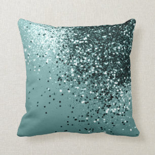 Teal Mermaid Ocean Glitter #1 #shiny #decor Cushion