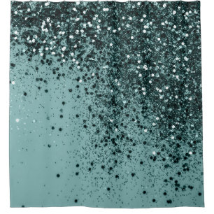 Teal Mermaid Ocean Glitter #4 (Faux Glitter) #art  Shower Curtain