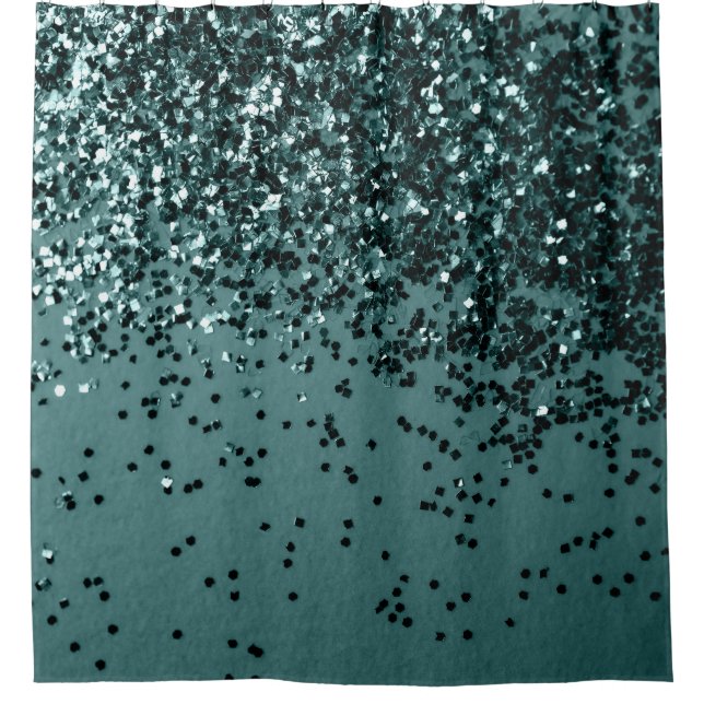Teal Mermaid Ocean Glitter #5 (Faux Glitter) #art Shower Curtain (Front)