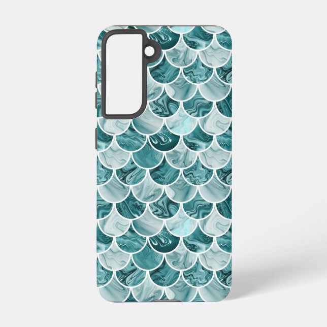 Teal mermaid scales samsung galaxy s21 case (Back)