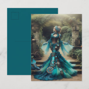 Teal Mermaid Steampunk Vintage Victorian Lady Postcard