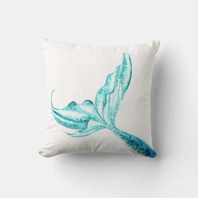 Teal Mermaid Tail Pillow (Front)