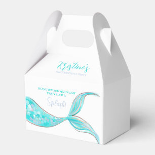 Teal Mermaid Tail Theme Birthday Favour Box