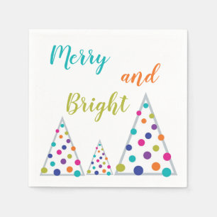 Teal Merry and Bright Christmas Tree Napkin