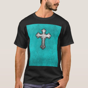 Teal Metal Cross T-Shirt