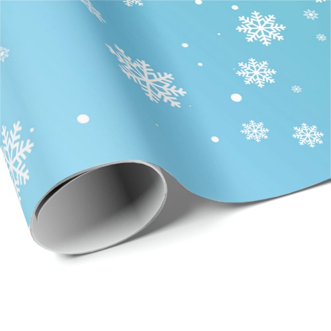 Teal Metallic Effect Snowflakes Wrapping Paper (Roll Corner)