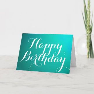 Teal Metallic Happy Birthday Card with Message