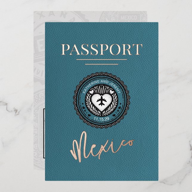 Teal Mexico Passport Wedding (Front/Back)