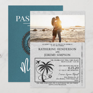 Teal Mexico Passport Wedding Invitation