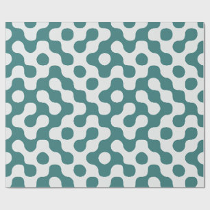 Teal Mid Century Abstract Geometric Organic Shapes Wrapping Paper