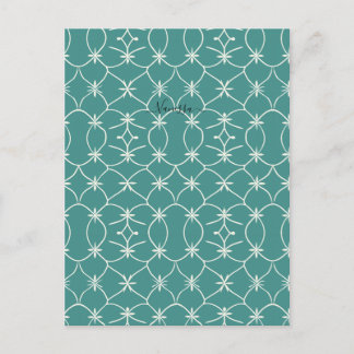 Teal Mid Century Modern Geometric Starburst Patter Postcard