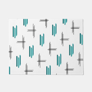 Teal Mid Century Modern Stripes & Lines Doormat