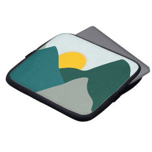 Teal Minimal Mountains Laptop Sleeve