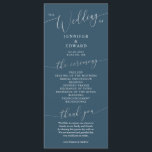 Teal Minimal Wedding Ceremony Program<br><div class="desc">Minimal wedding program featuring modern script font on a teal background. All the wedding ceremony information and the wedding party's name listed on this program.</div>