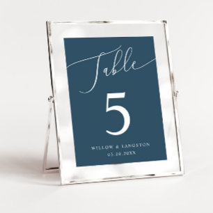Teal Minimal Wedding Table Number
