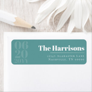 Teal Minimalist Bold Type Wedding Address Return Address Label