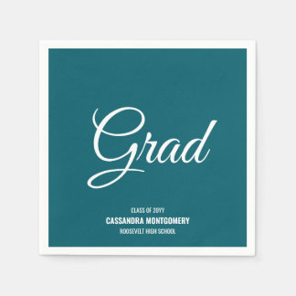 Teal Minimalist Modern Graduation Party Napkin