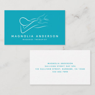 Teal Minimalist Modern Massage Therapist Business Card