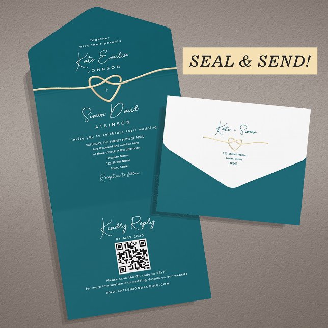 Teal Minimalist Wedding All In One Invitation (Creator Uploaded)
