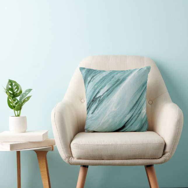 Teal Mint Abstract Cushion (Chair)