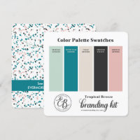 Teal Mint Green & Pink Colour Palette Swatch Card