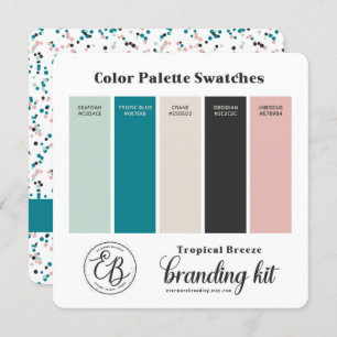 Teal Mint Green & Pink Colour Palette Swatch Card