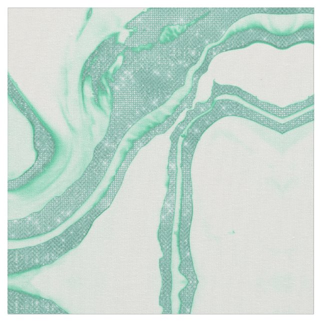 Teal Mint Green Sparkly Sequin Smoky Marble Fabric (Close Up)