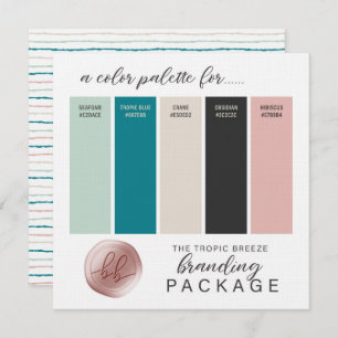 Teal Mint Grey Beige & Pink Colour Palette Card