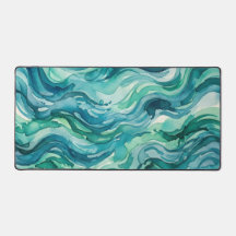 Teal Mint Watercolor Ocean Waves