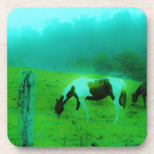 Teal mist Reto coloured painted pony Horse Coaster