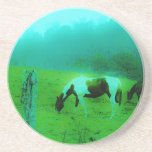 Teal mist Reto coloured painted pony Horse Coaster