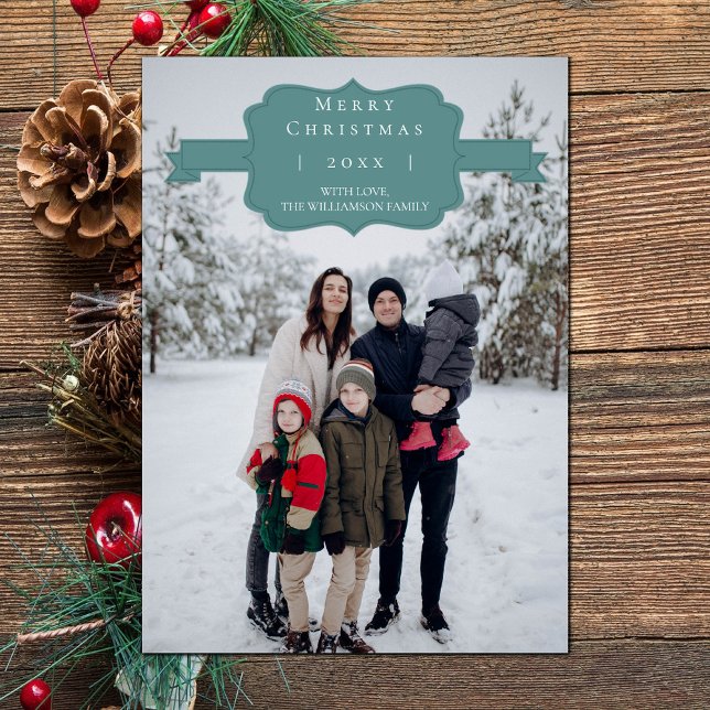 Teal Modern and Simple Christmas Photo Card (Teal Modern and Simple Christmas Photo Card)