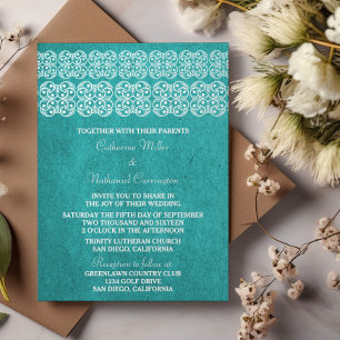 Teal Modern Bohemian Wedding Invite