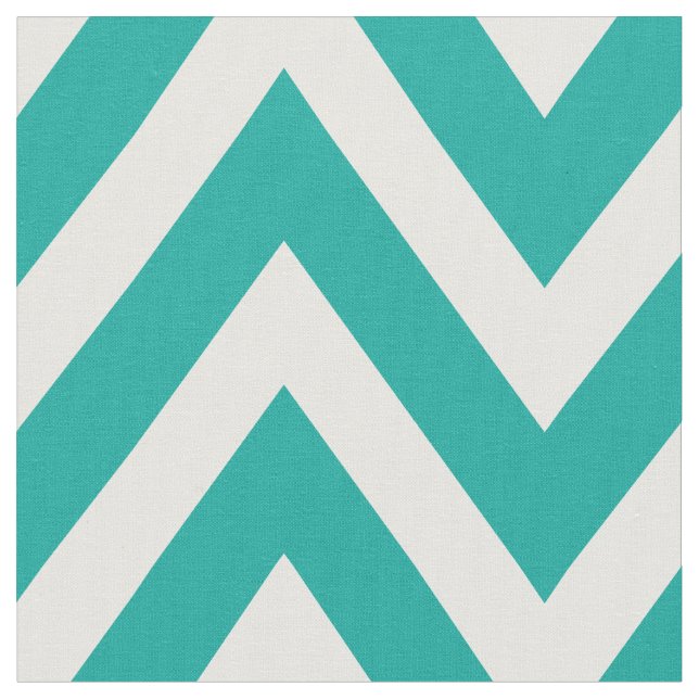 Teal Modern Chevron Large Scale Fabric (Close Up)