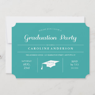Teal Modern Chic Graduation Invitation