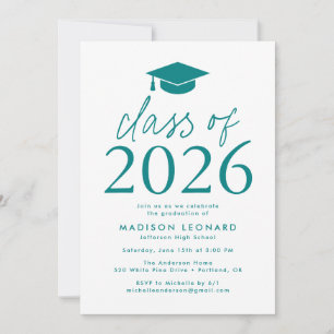 Teal   Modern Class of 2022 Graduation Party Invitation
