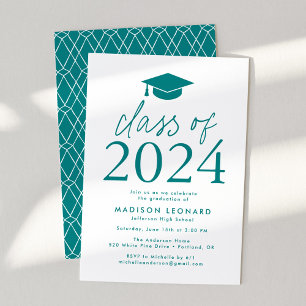 Teal Modern Class of 2022 Graduation Party Invitation