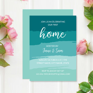 Teal Modern Elegant New Home Housewarming Party Invitation