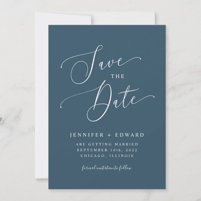 Teal Modern Minimal Save The Date (Front)