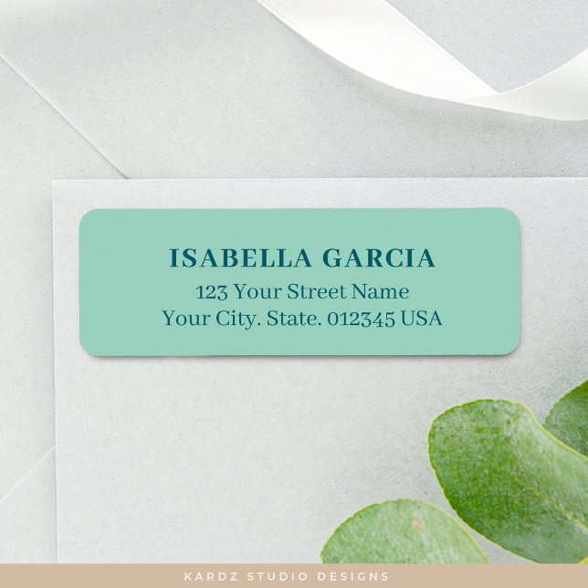 Teal Modern Return Address Label (Personalize with your name and address, choose size.)