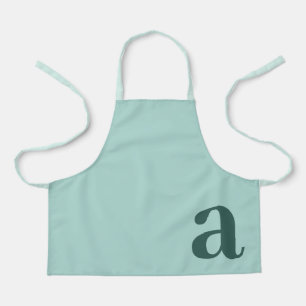 Teal Monogram Initial Minimalist Apron