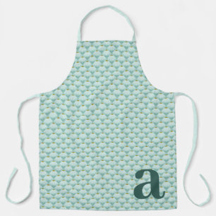 Teal Monogram Initials Daisies Floral Pattern Apron