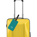 Teal monogram initials luggage tag<br><div class="desc">A teal coloured background. Personalise and add your monogram letters and full name on the front. Your contact information on the back.</div>