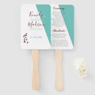 Teal Monogram 💍 Modern Geometric Elegance   Hand Fan