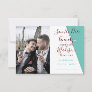 Teal Monogram 💍 Modern Geometric Elegance Save The Date